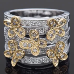 OTC 14K Yellow & White Gold 0.61 TCW Diamond Butterfly Ring Size 6.75