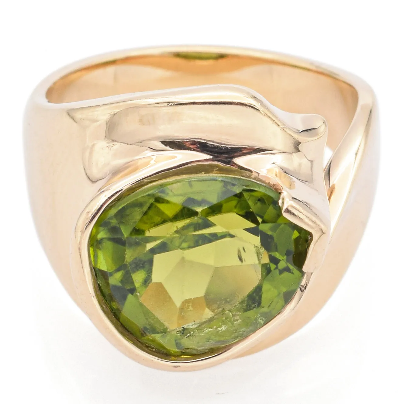 Pasdera 14K Yellow Gold 4.87 Ct Peridot Band Ring Size 6.5