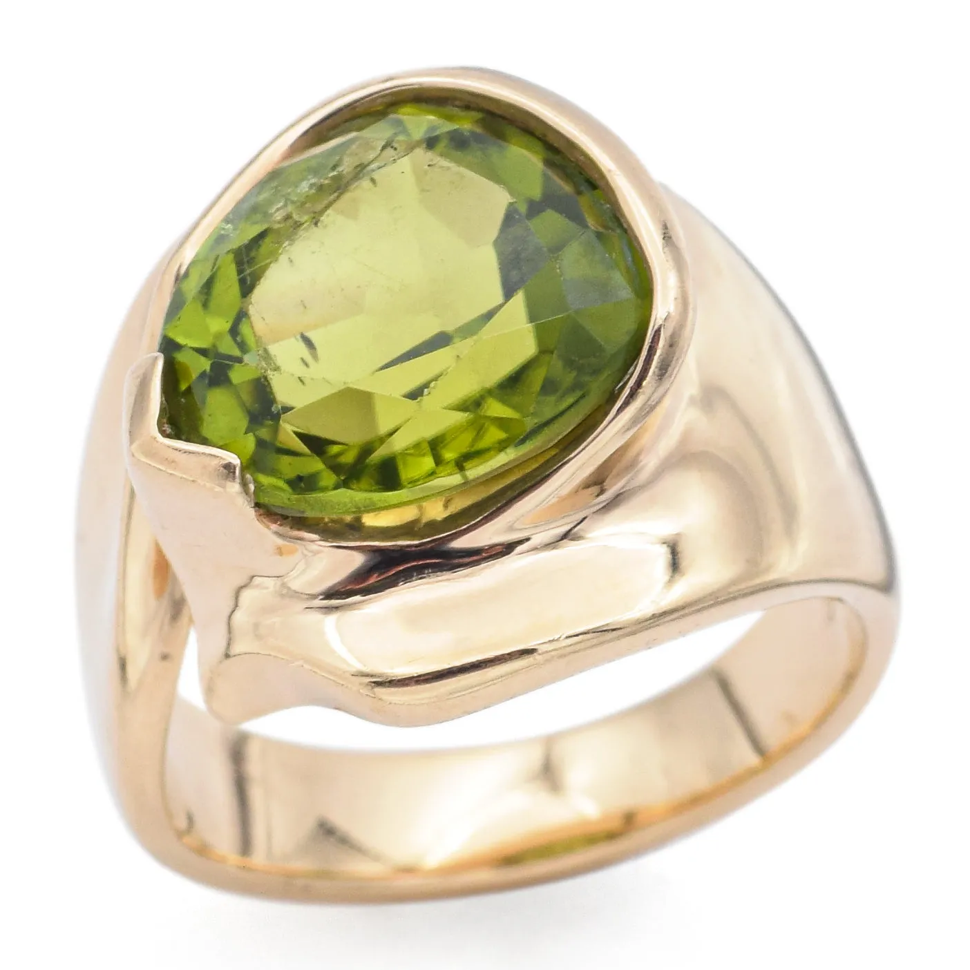 Pasdera 14K Yellow Gold 4.87 Ct Peridot Band Ring Size 6.5