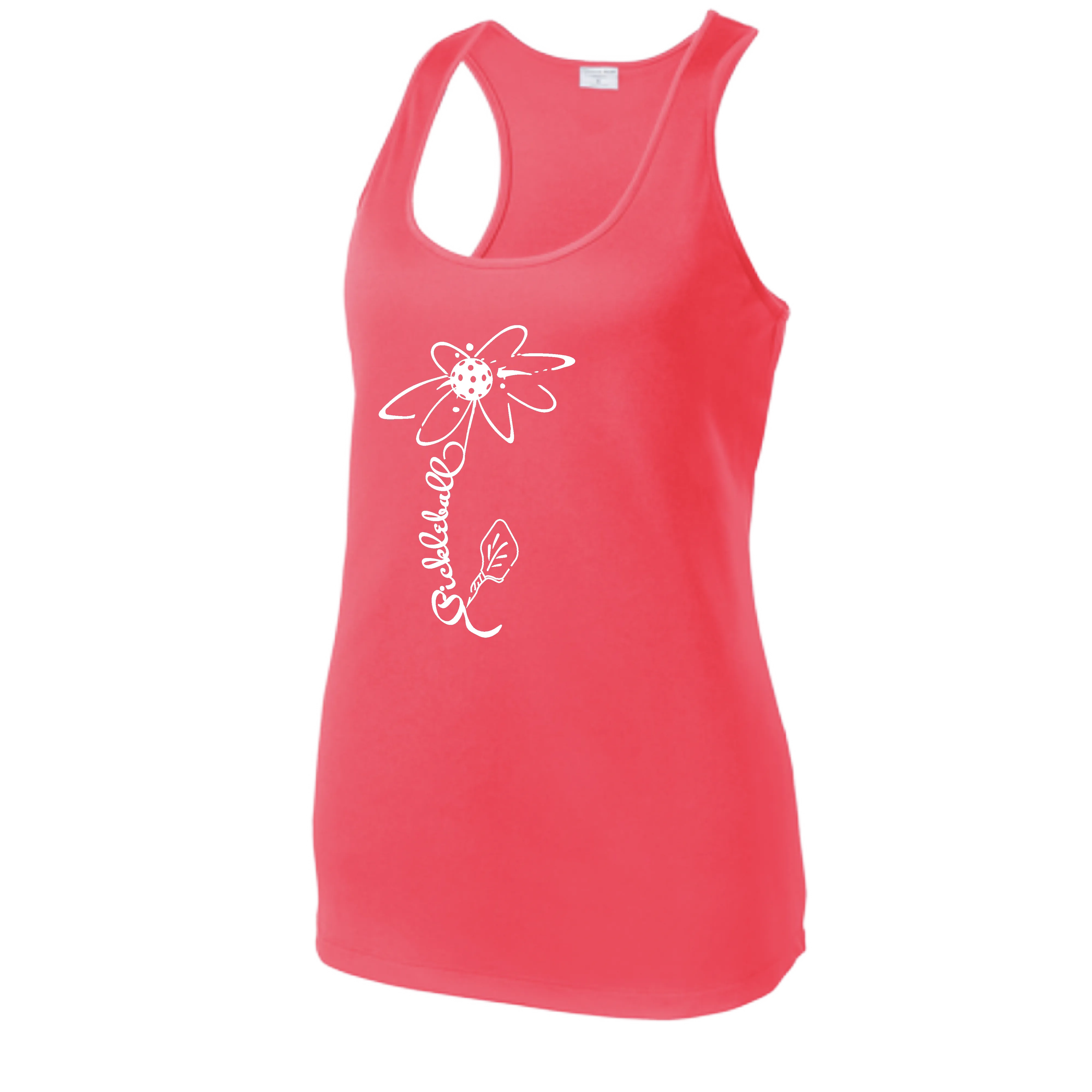 Pickleball Flower (Rainbow or White) | Women’s Racerback Tank Top Athletic Shirt | 100% Polyester