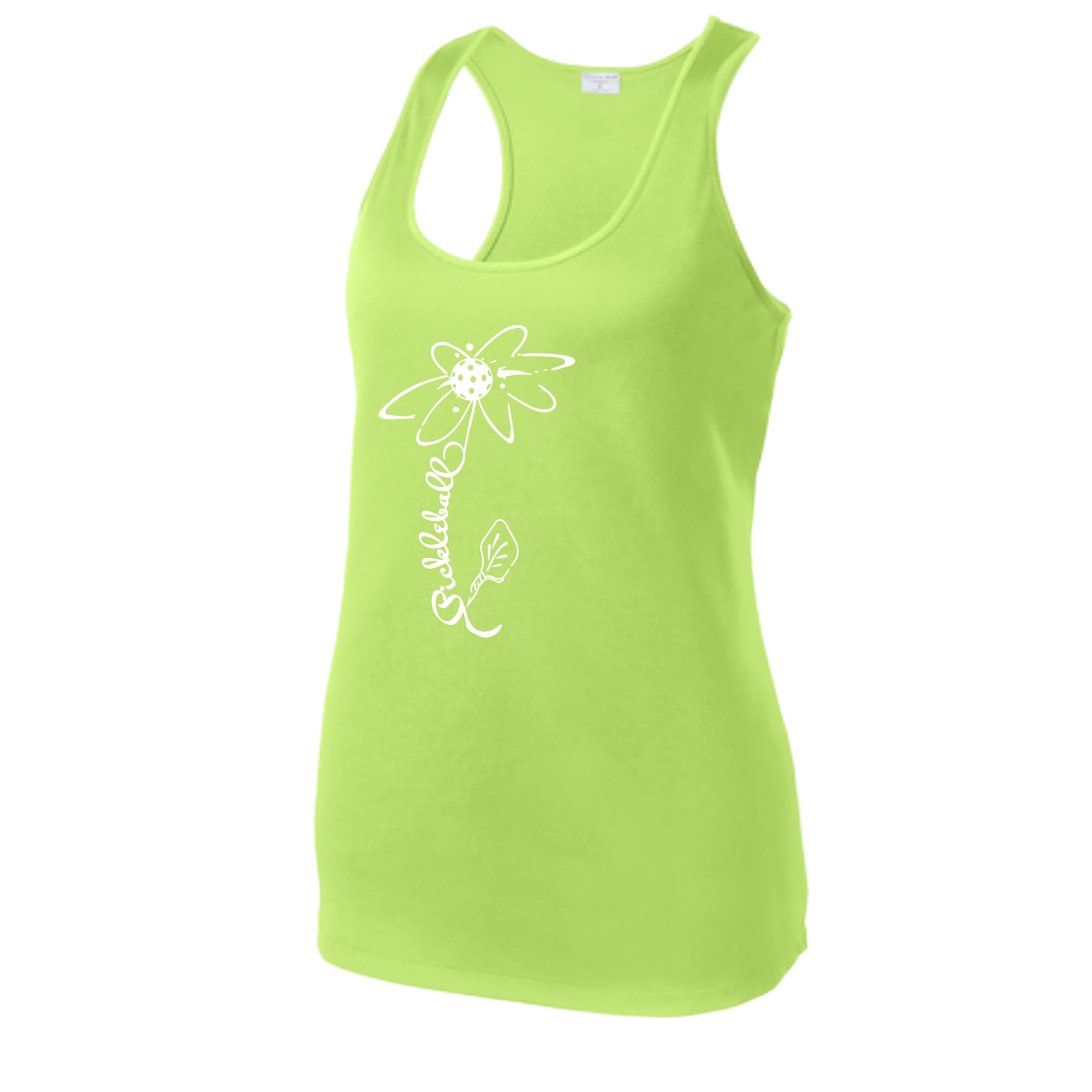 Pickleball Flower (Rainbow or White) | Women’s Racerback Tank Top Athletic Shirt | 100% Polyester