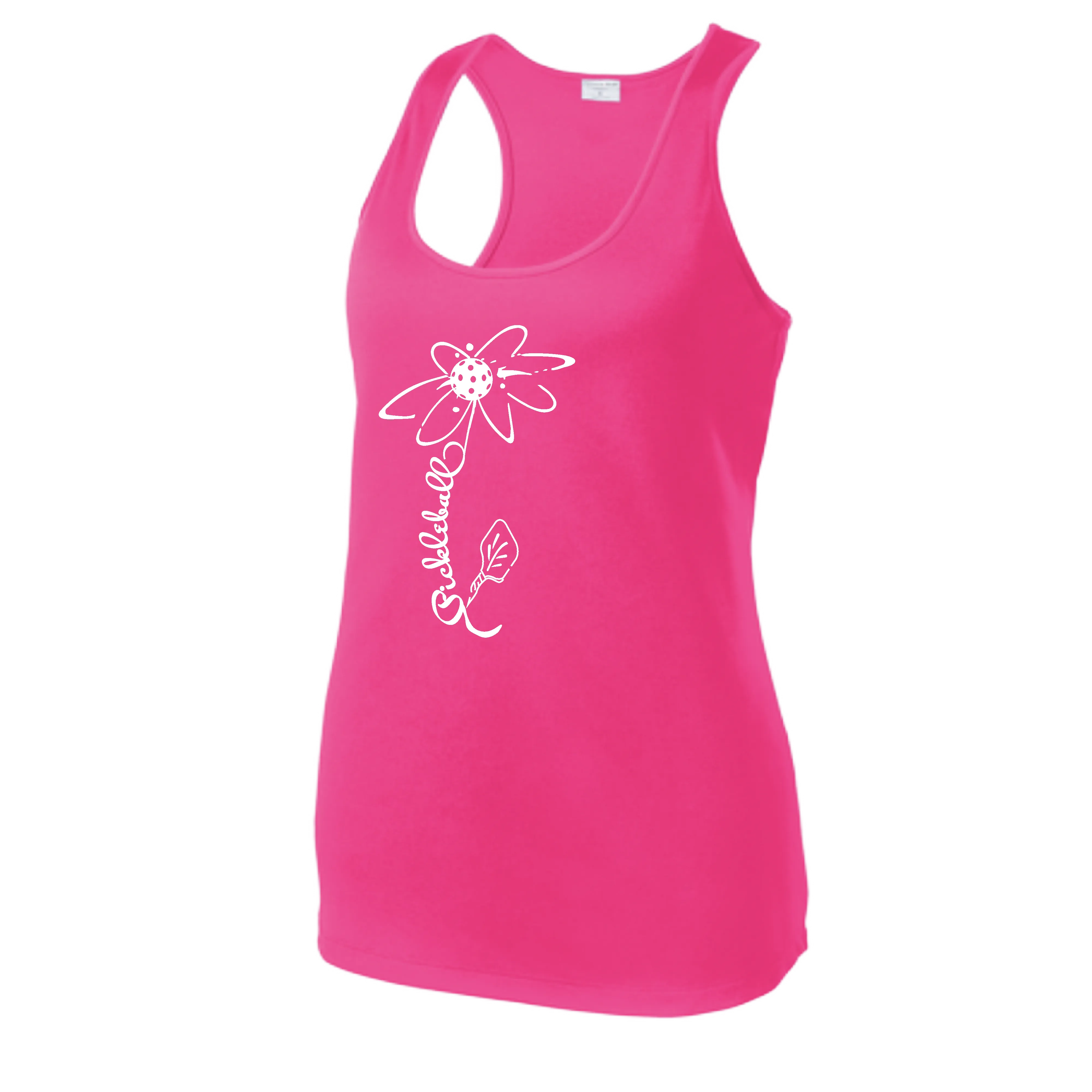 Pickleball Flower (Rainbow or White) | Women’s Racerback Tank Top Athletic Shirt | 100% Polyester