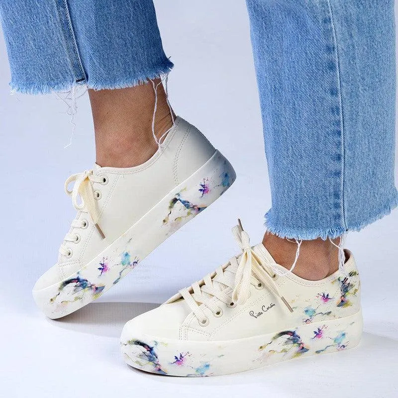 Pierre Cardin Fleurs Zoe lace up sneaker - Beige Floral