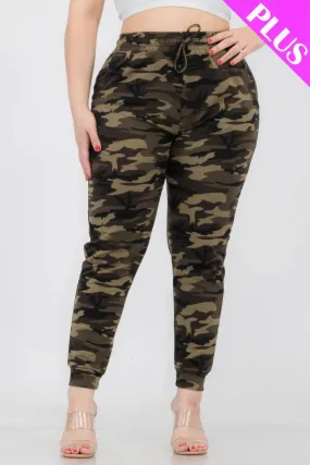 Plus Size Camo Print Joggers