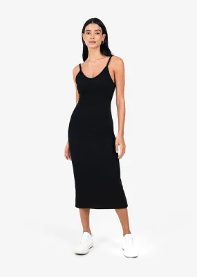 Rib Knit Lounge Dress Black