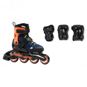 Rollerblade extendable skate for boys with protections included Microblade Combo 07221600174 midnight blue-orange