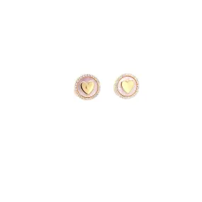 Round Mother of Pearl and Heart Tablet Shape Earring