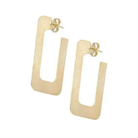 Sheila Fajl 2 inch Rectangular Vada Hoop Earrings in Brushed Gold