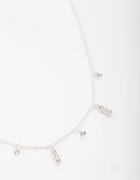 Silver Graduating Diamante Chain Necklace