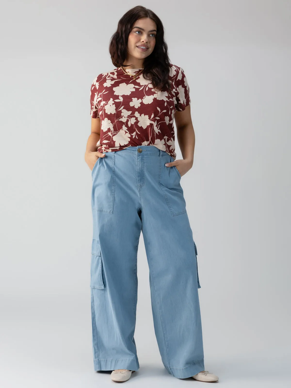 Sunset Semi-High Rise Denim Pant Pale Blue Inclusive Collection