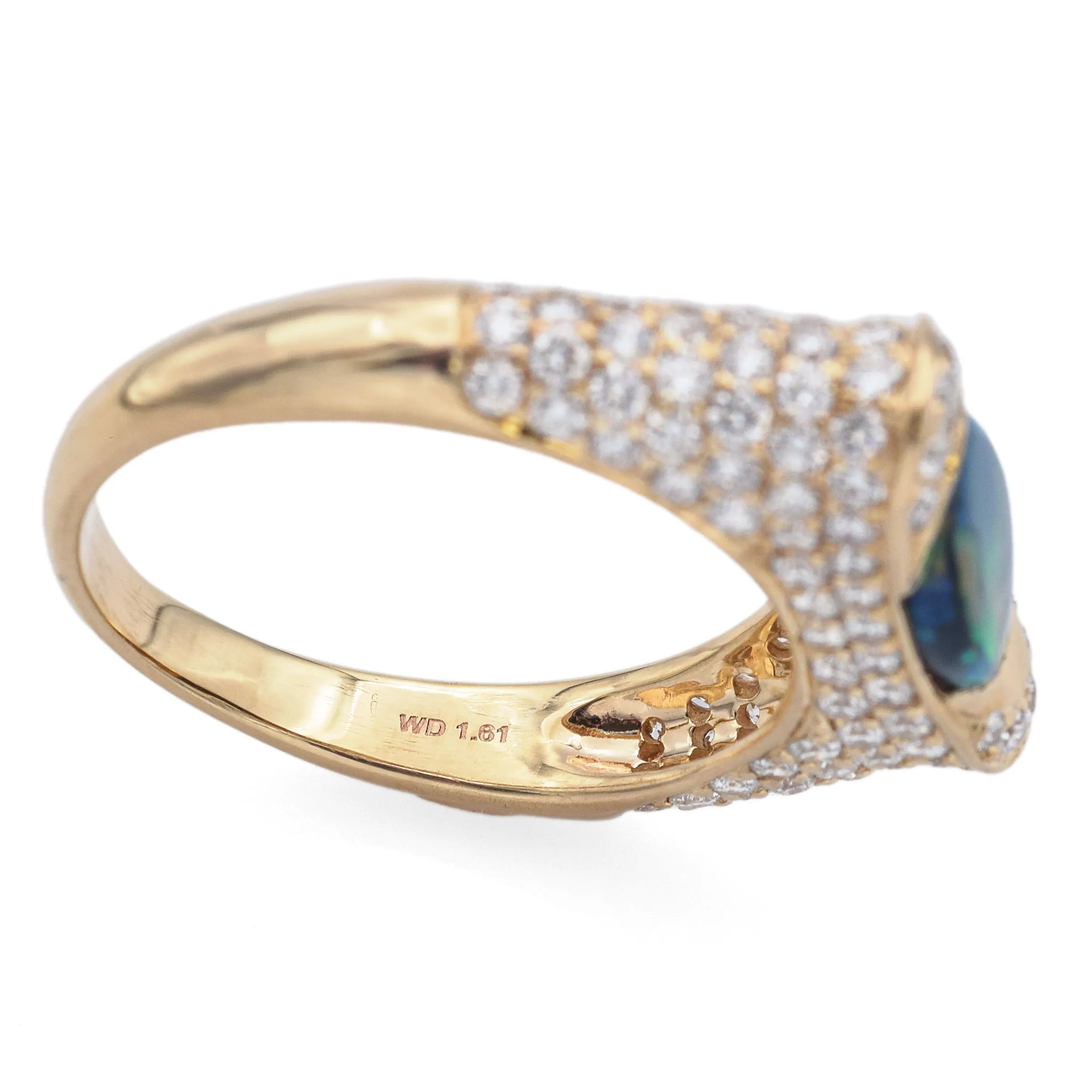 Tremonti 14K Yellow Gold 1.17Ct Lighting Ridge Black Opal & 1.61TCW Diamond Ring