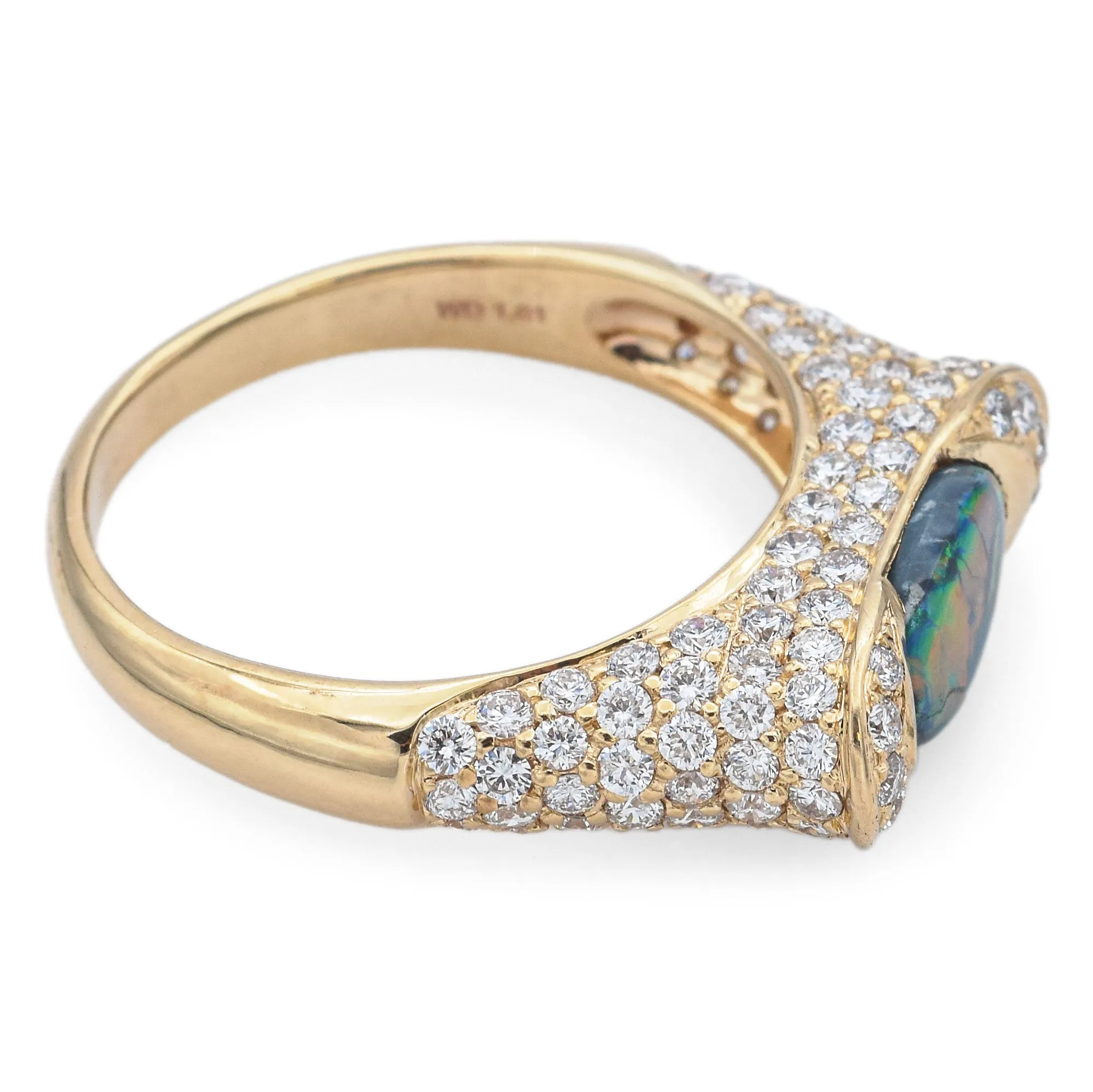 Tremonti 14K Yellow Gold 1.17Ct Lighting Ridge Black Opal & 1.61TCW Diamond Ring