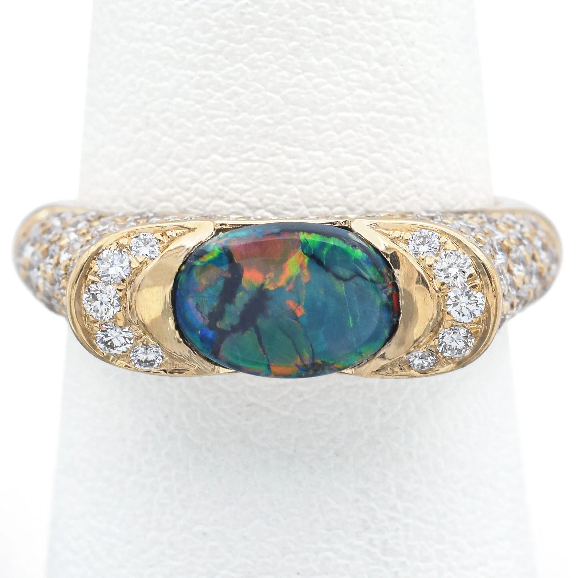 Tremonti 14K Yellow Gold 1.17Ct Lighting Ridge Black Opal & 1.61TCW Diamond Ring