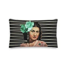 Um Kulthum Black & White Stripes | Cotton Cushion