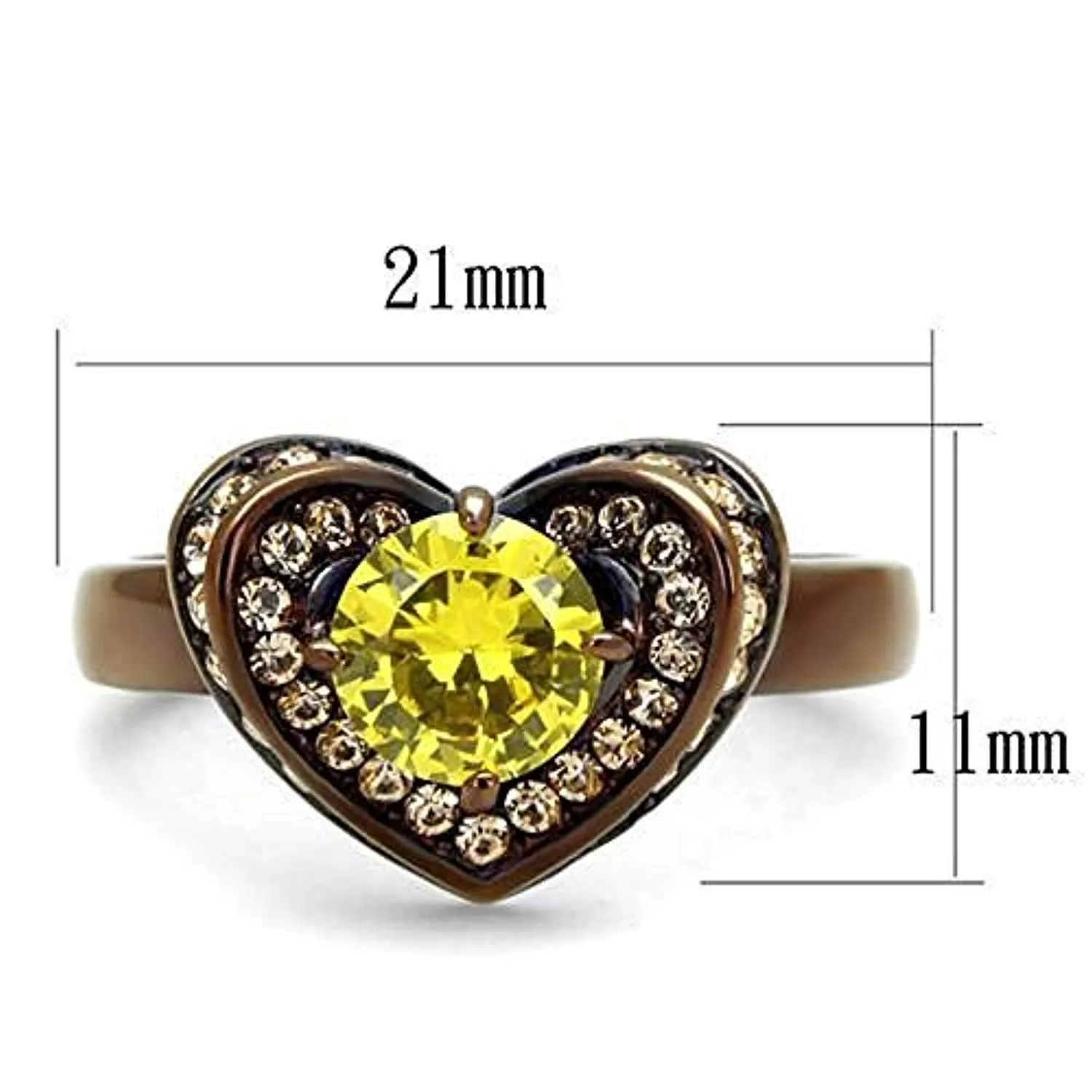 WildKlass Stainless Steel Ring IP Coffee Light Women AAA Grade CZ Topaz